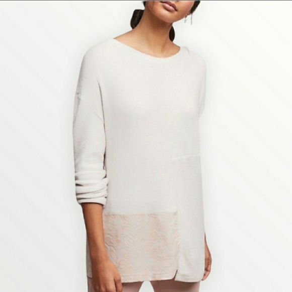 Anthropologie Saturday Sunday Ivory snowmass patchwork lace sweater size S - Picture 1 of 12